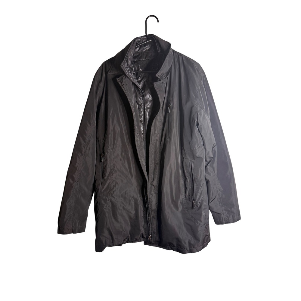 Tech By T Tahari Mens Car Coat  Black XL Packable Hooded Utility Jacket zip